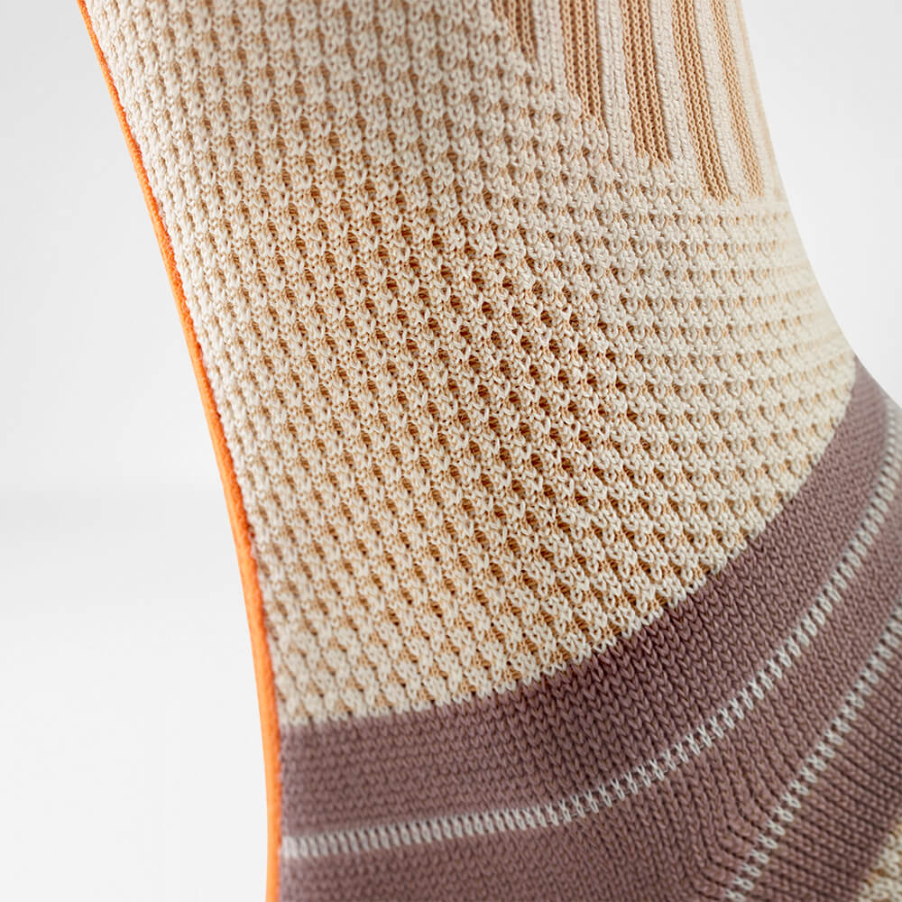 Detailed view of a high-quality ankle support knit, perfect for outdoor activities.