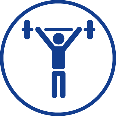 Fitness symbol of a person lifting a dumbbell