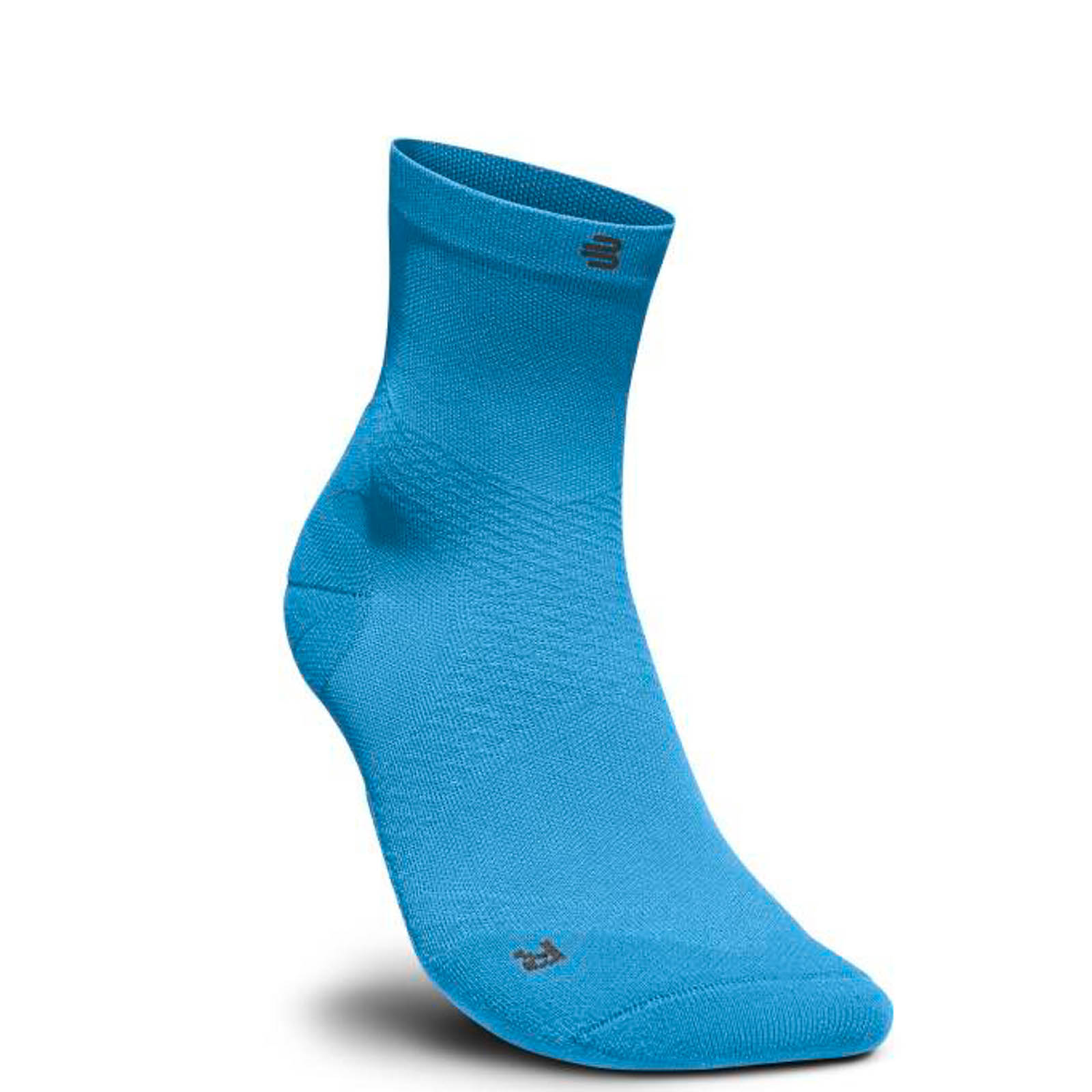 Bauerfeind Sports Run-Ultralight-Mid-Cut sock in blue. A lightweight, mid-height sock designed specifically for running.