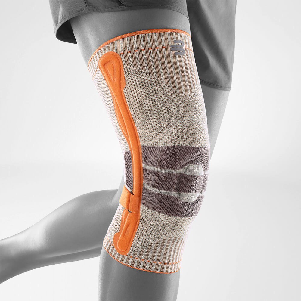 Gray outdoor knee brace for athletic activities